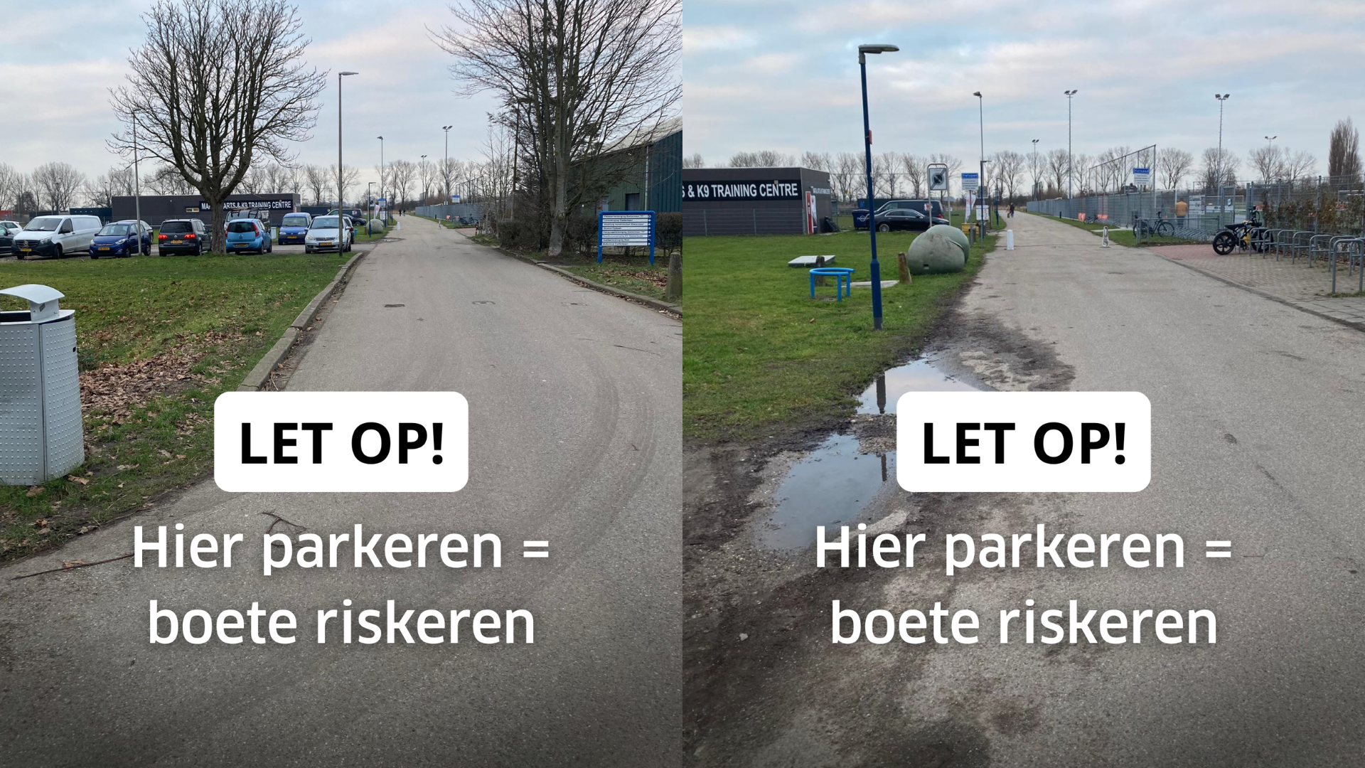 Hier parkeren = boete riskeren!