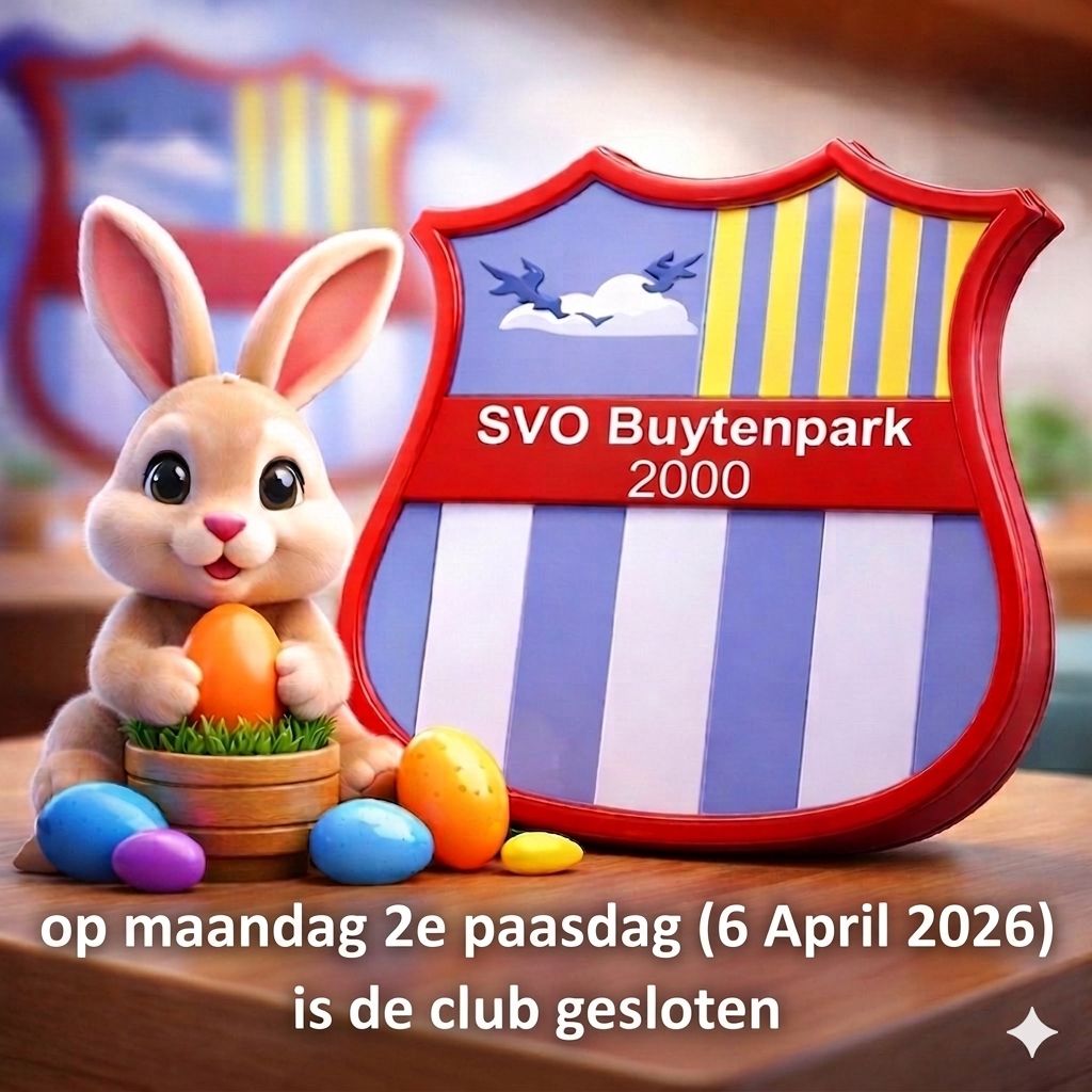 Maandag 2e Paasdag (6 april 2026) is de club gesloten